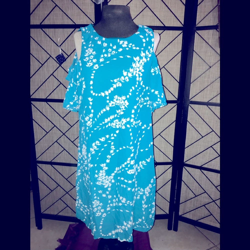 City streets cold shoulder fully lined dress